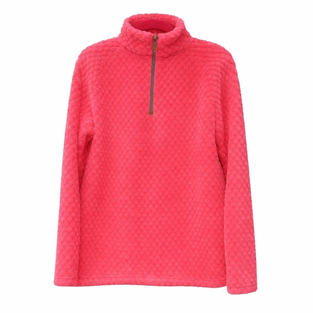 Tees2urdoor Super Soft Pink Textured Fleece Quarter Zip Pullover Size Small EUC